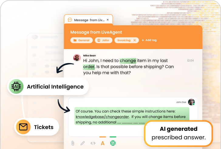 LiveAgent AI Answer Composer -ominaisuus