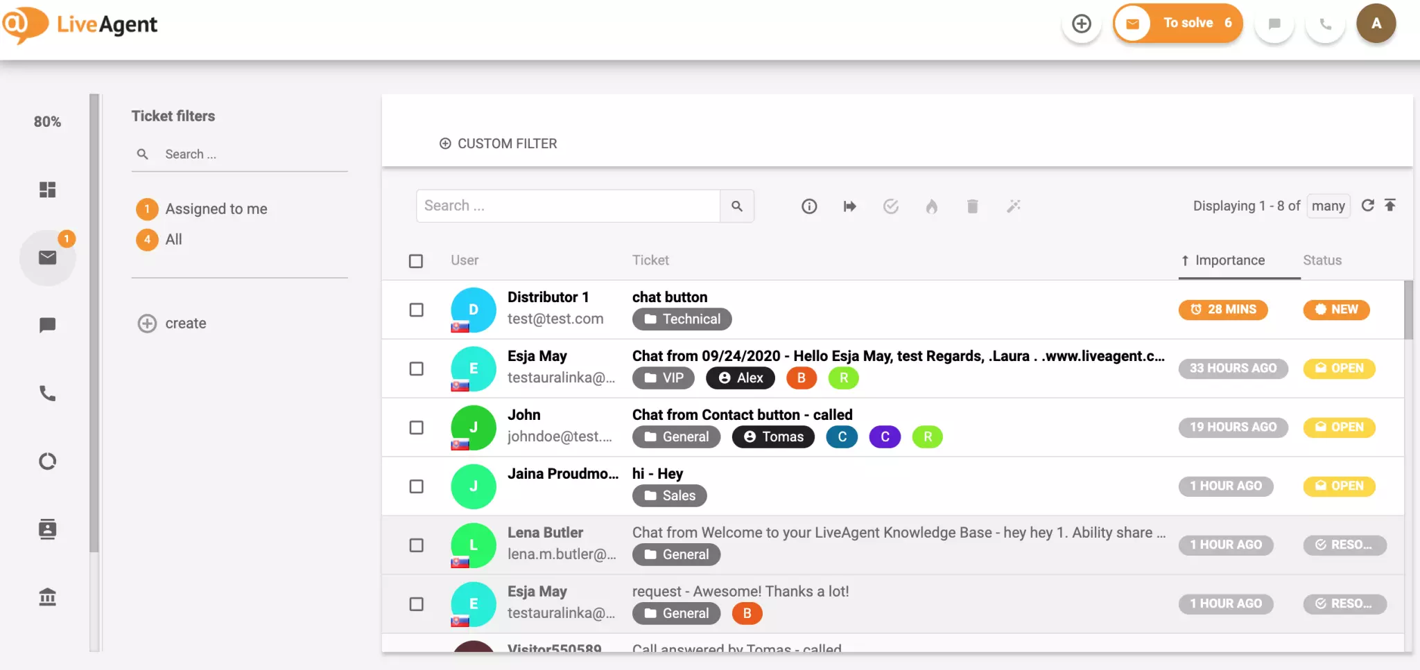 Lipputusjärjestelmä LiveAgentissa