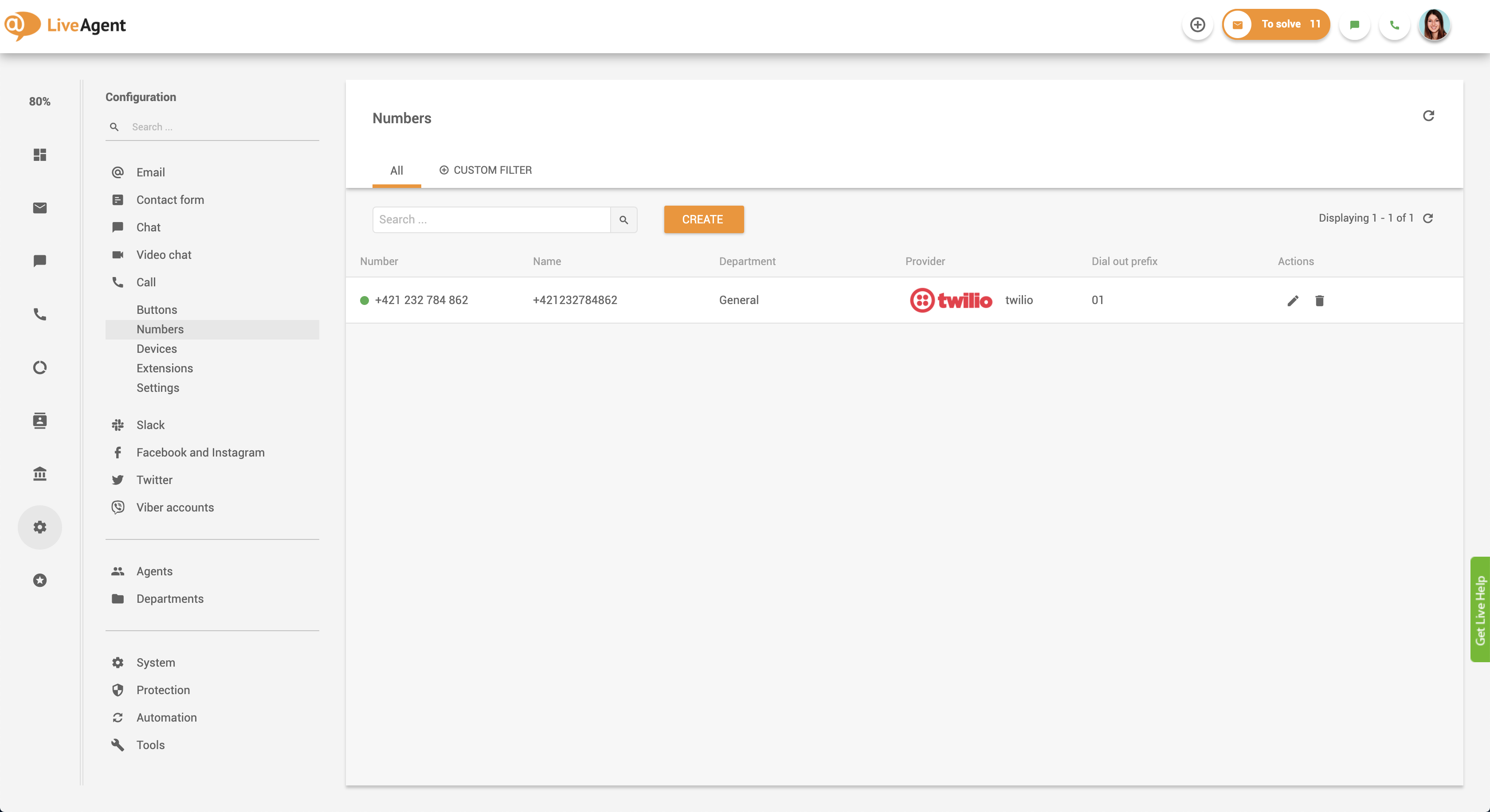 Takaisinsoiton asetus LiveAgentissa - puhelinnumeron yhdistäminen