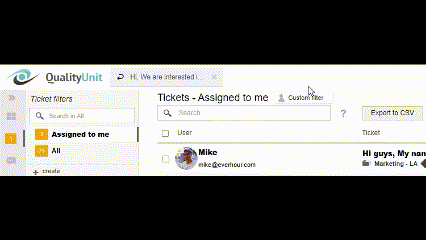 LiveAgent - Lipukkeen pyytäjän tiedot lipukkeiden välilehdissä
