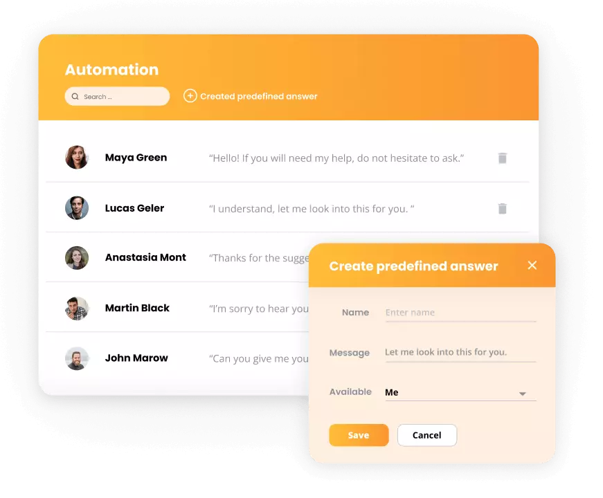 LiveAgentin automatisoinnit - ennalta määritellyt vastaukset