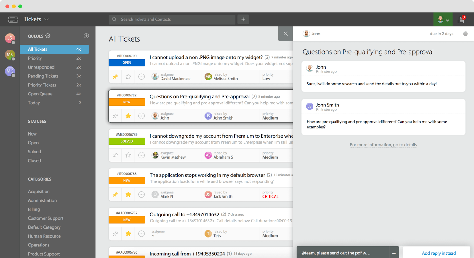 HappyFox user interface