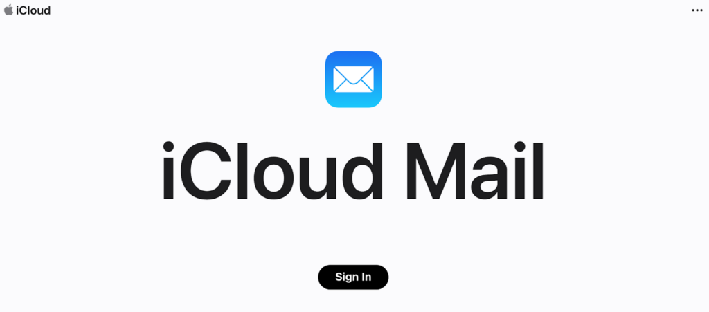 iCloud Mail etusivu