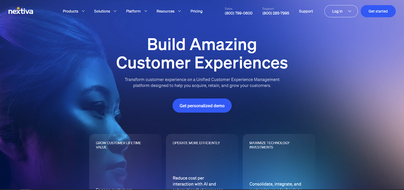 Nextiva-puhelinkeskuksen ohjelmiston kotisivu
