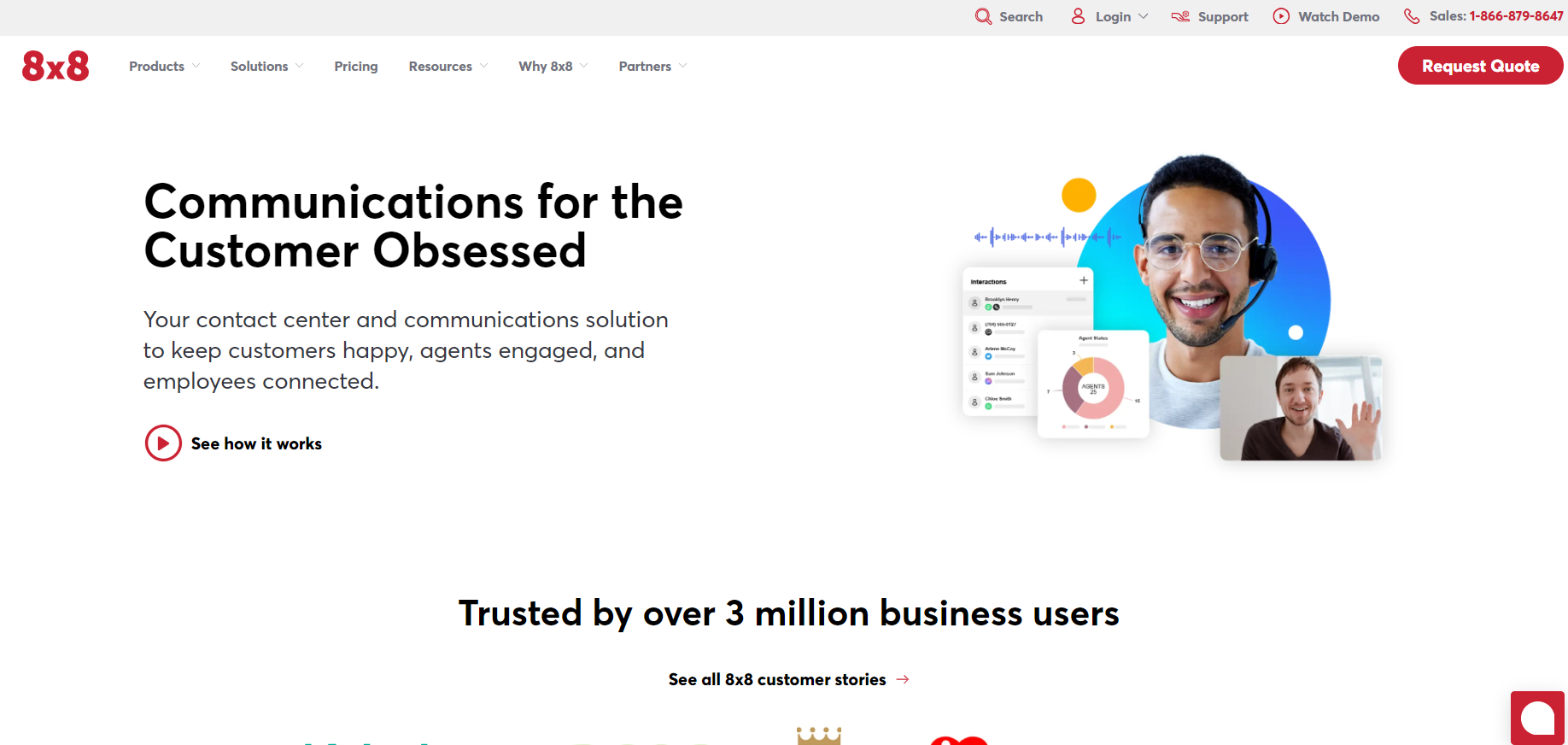 8x8 Contact Center ohjelmisto kotisivu
