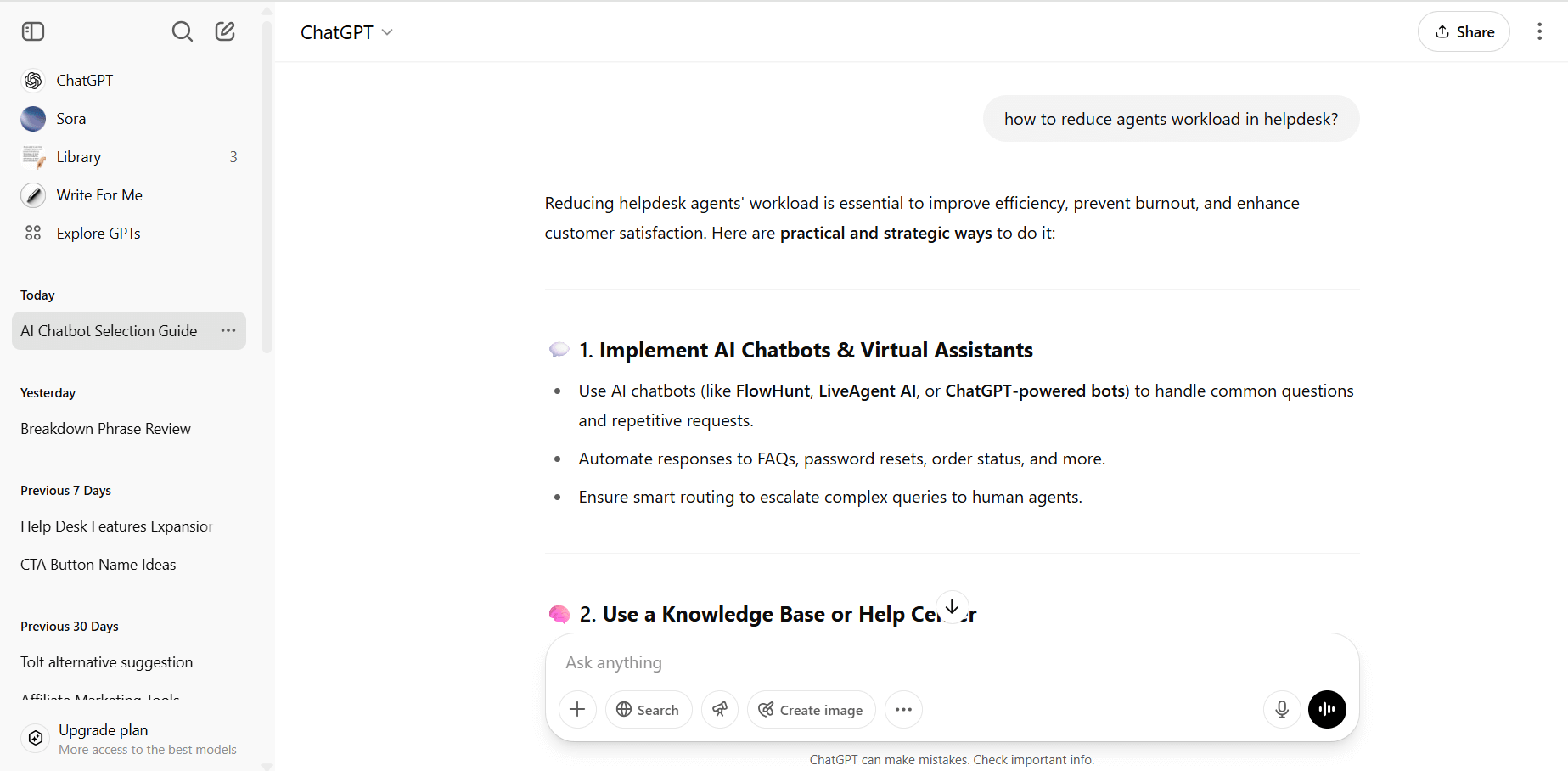 ChatGPT-yleiskatsaus keskustelun käyttöliittymästä