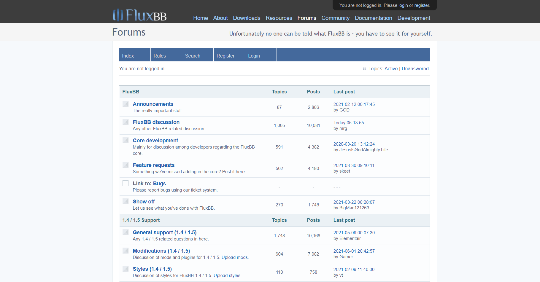 FluxBB-yhteisön foorumiohjelmiston ratkaisu