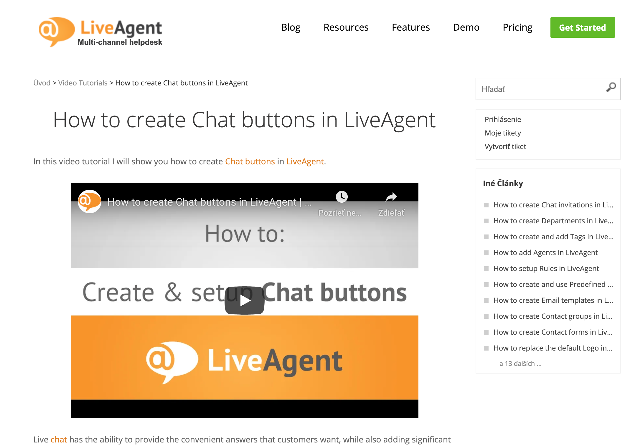 LiveAgent-tietokantaartikkelin esimerkki