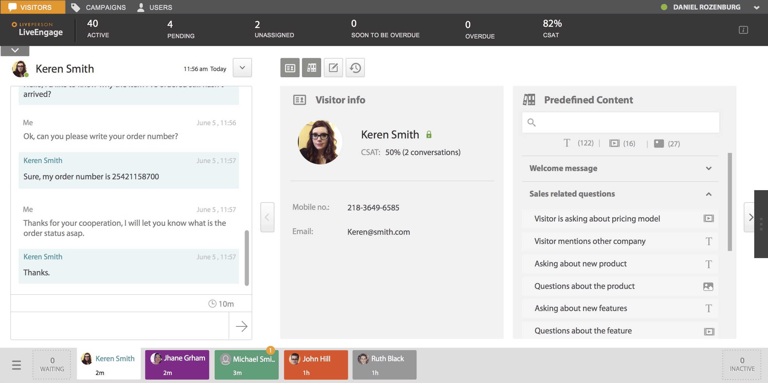 LivePerson käynnissä oleva chat -ikkuna
