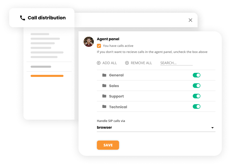 Puhelun jakelun asetukset Contact center -ohjelmistossa - LiveAgent
