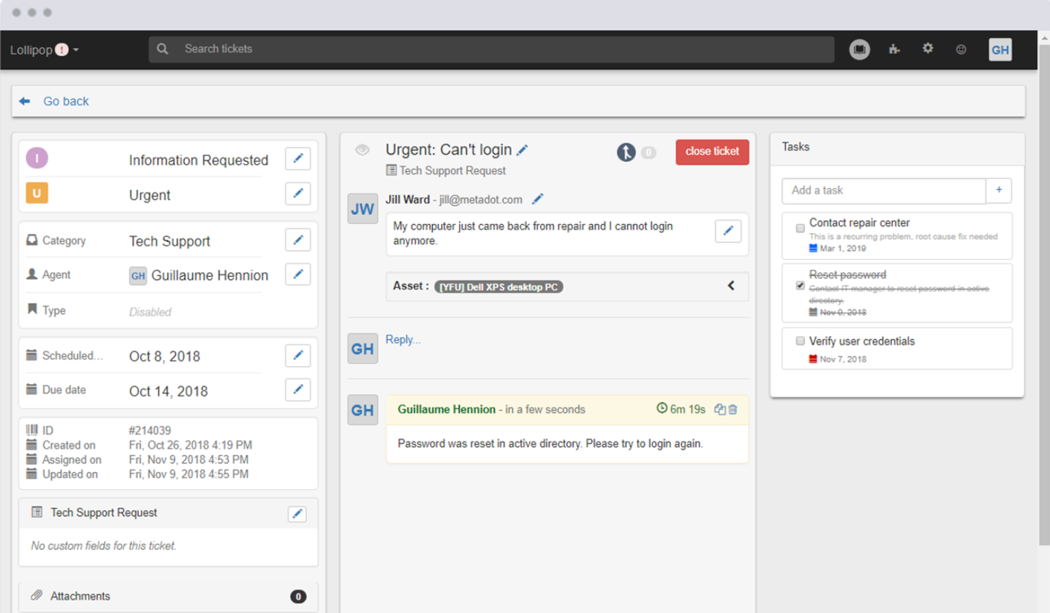 Mojo IT Helpdesk tikettitehtävät