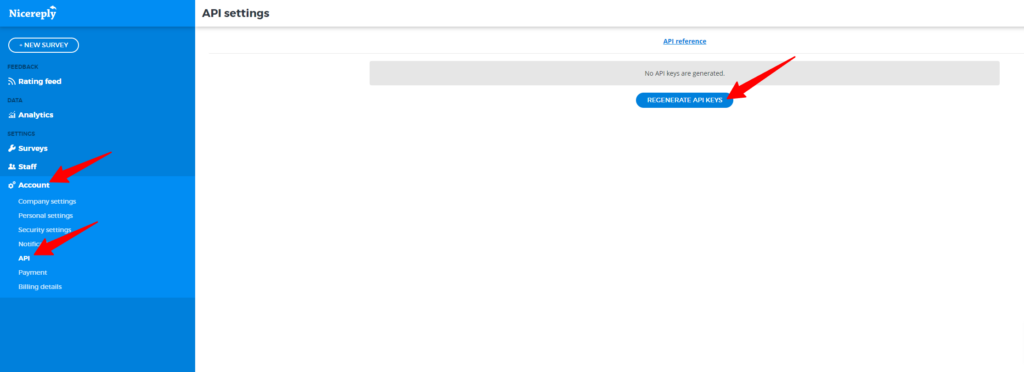 Kuinka luoda API-avain Nicereply-tilissä