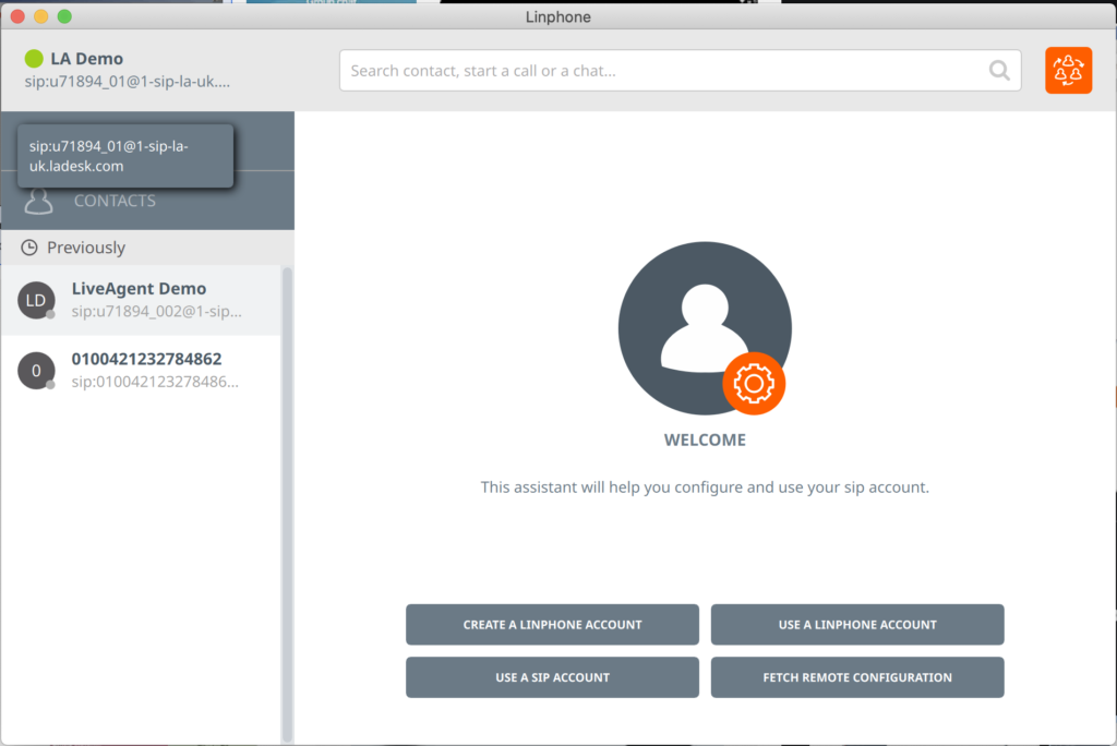 Linphone-puhelinsovellusten sovellus tilin asennus