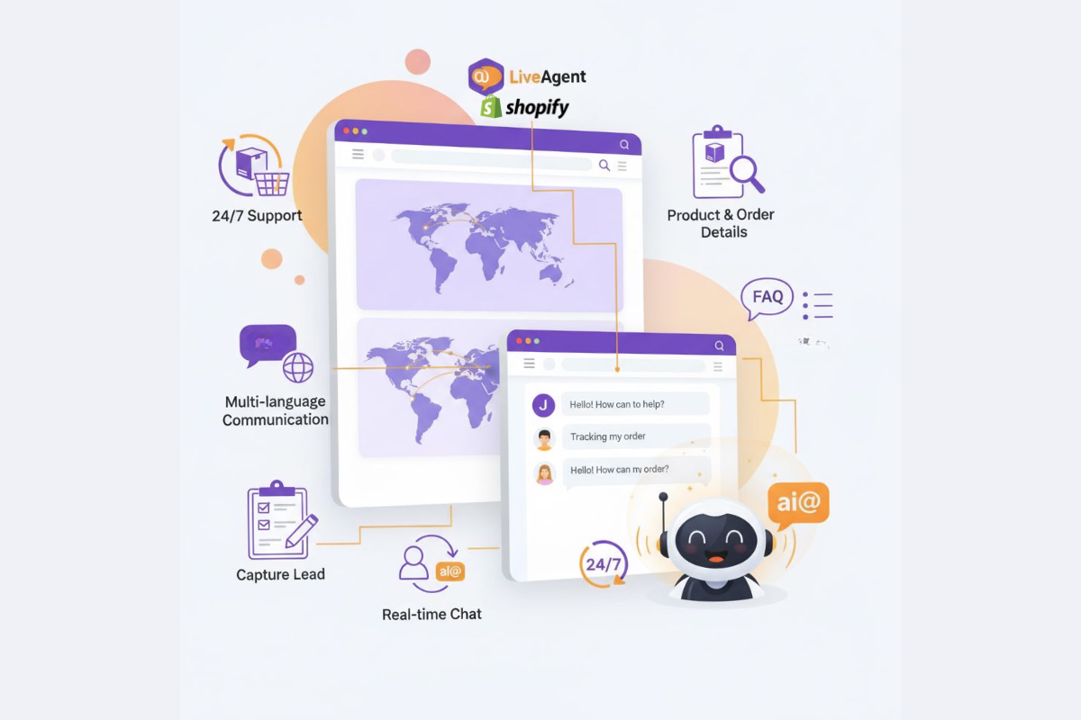 Shopifyn ja LiveAgent AI-chatbotin integraatio