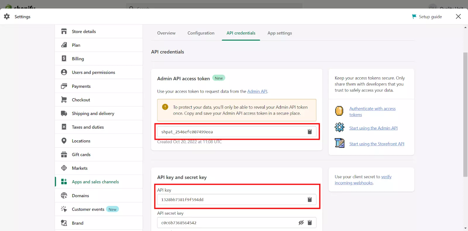 Pääsy tokeniin ja API-avaimeen lisäosan konfigurointiin LiveAgentissa