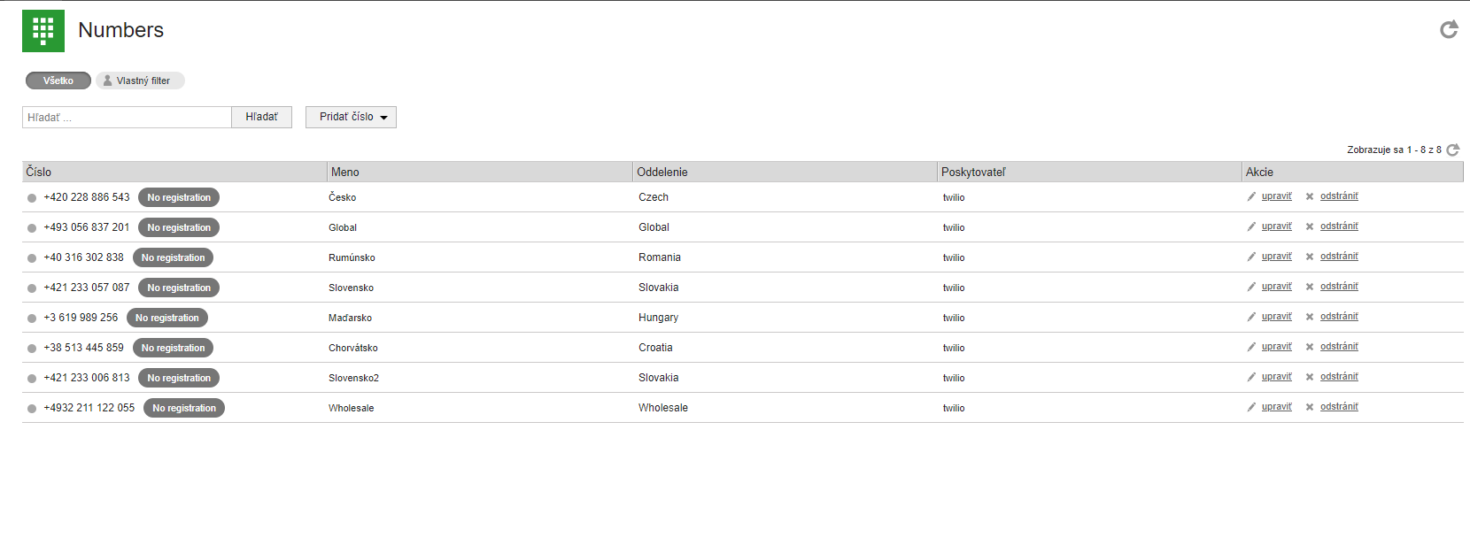 Aktiiviset numerot LiveAgentissa näkyvät deaktivoituina