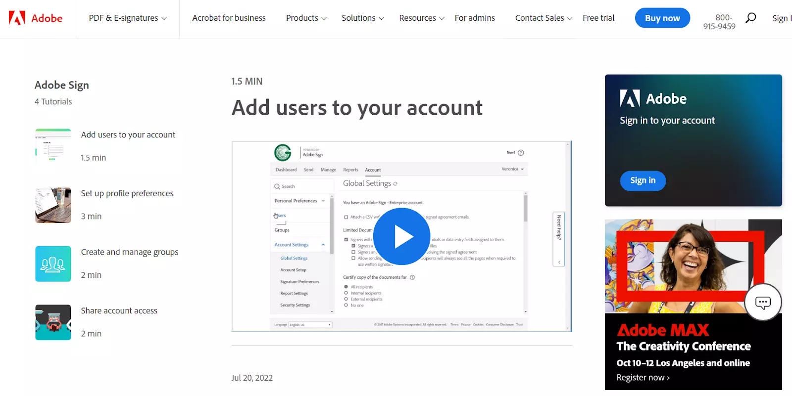 Adoben videon tietokantaesimerkki