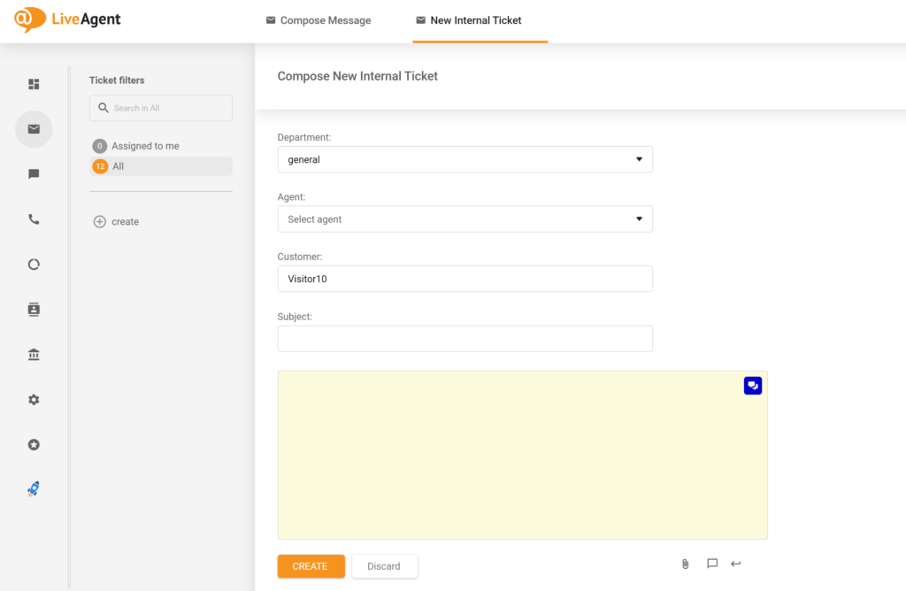 Kuva, joka näyttää vanhan Agentti-kenttänimen, joka korvattiin Määritä agentti -nimellä uudessa LiveAgent-päivityksessä