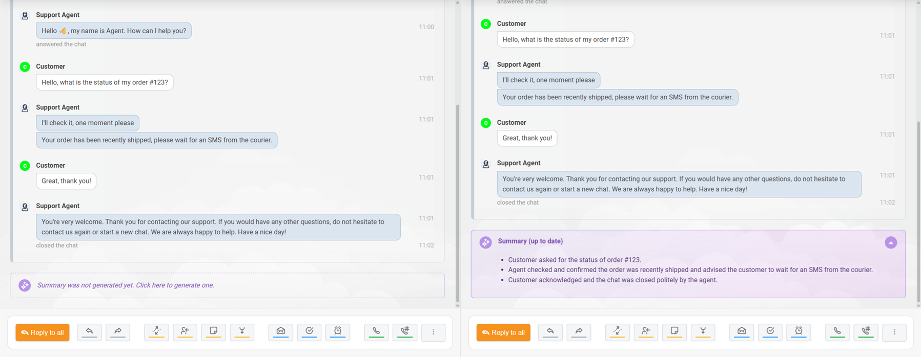 LiveAgentin tekoälypohjainen tikettitiivistelmä chat-keskustelulle