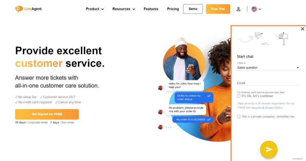 kuva LiveAgentin live chatista nopeaa ja helppoa asiakastukea varten