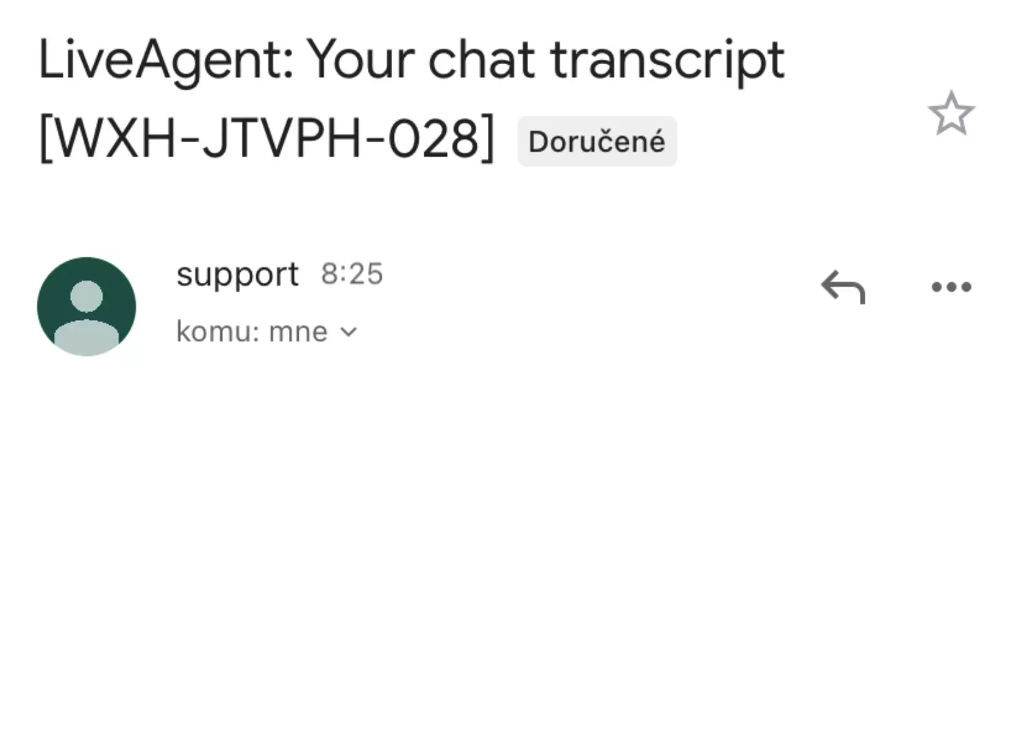 Kuva, joka näyttää tyhjän chat-kopioinnin virheen vuoksi LiveAgent-ohjelmiston aiemmissa versioissa