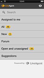 LiveAgent iOS-sovelluksen käyttöliittymä - Lippujen hallinta