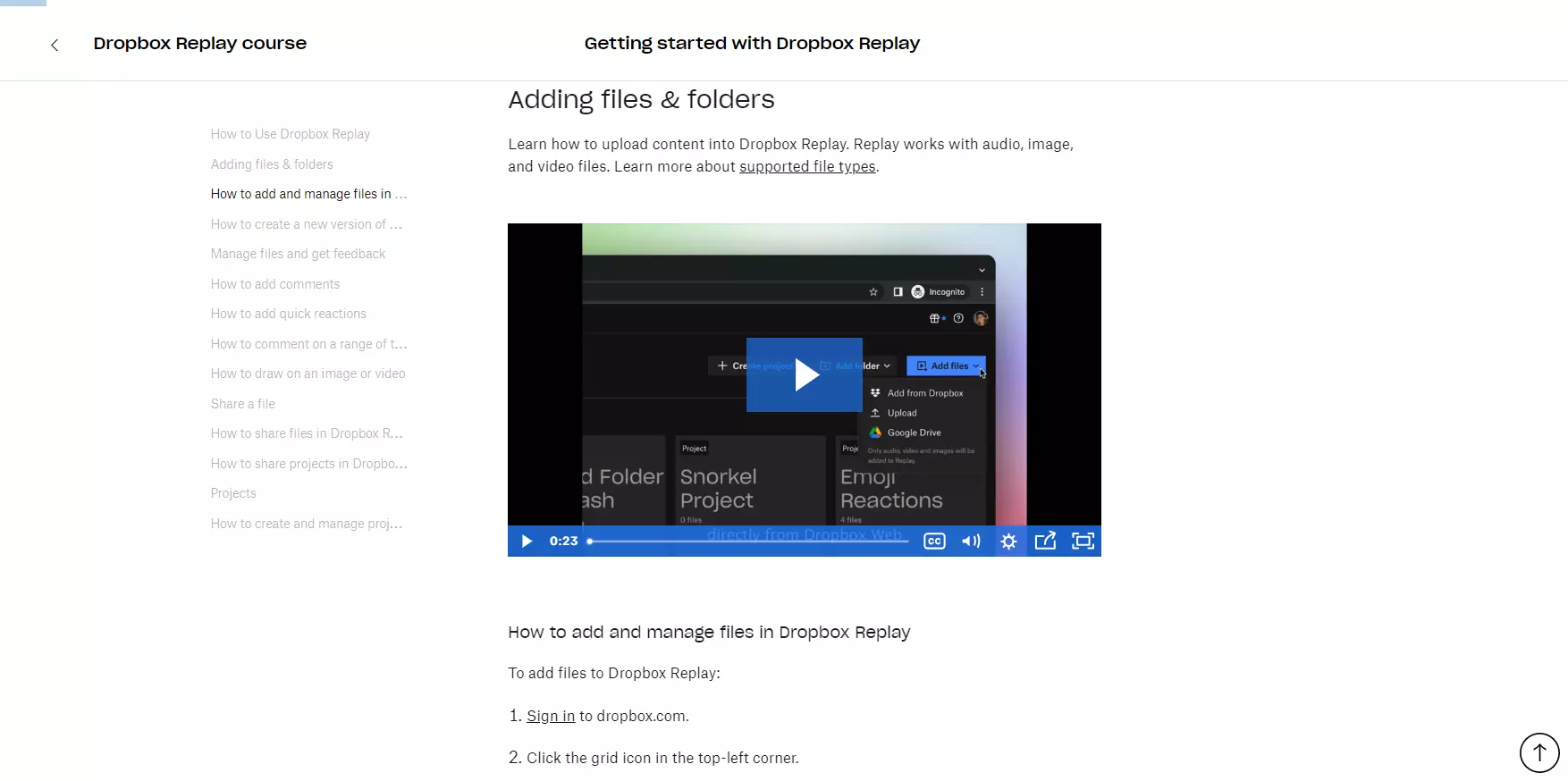 Dropboxin videoopetus
