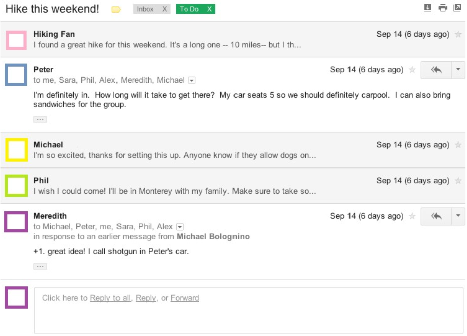 Esimerkki järjestetystä sähköpostikeskustelusta