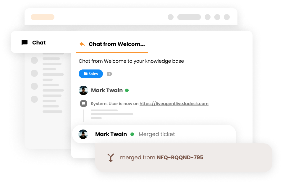 Yhdistämisen funktion visualisointi LiveAgentissa