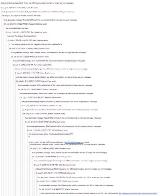 Pitkä ja järjestämätön sähköpostiketju.