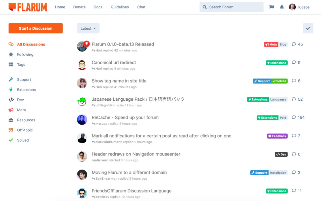 Flarum-foorumin tunnisteet