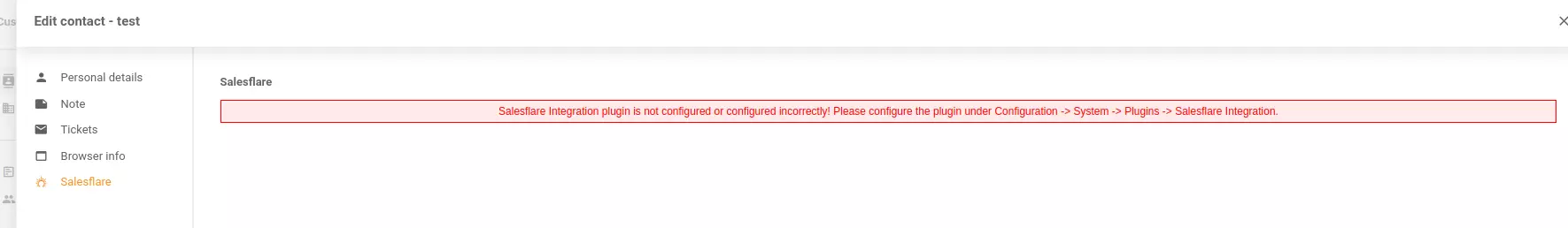 Virheelliset viestit integraatioasetuksissa