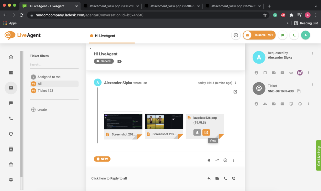 Liitteet verkkoselaimessa avattu useissa välilehdissä