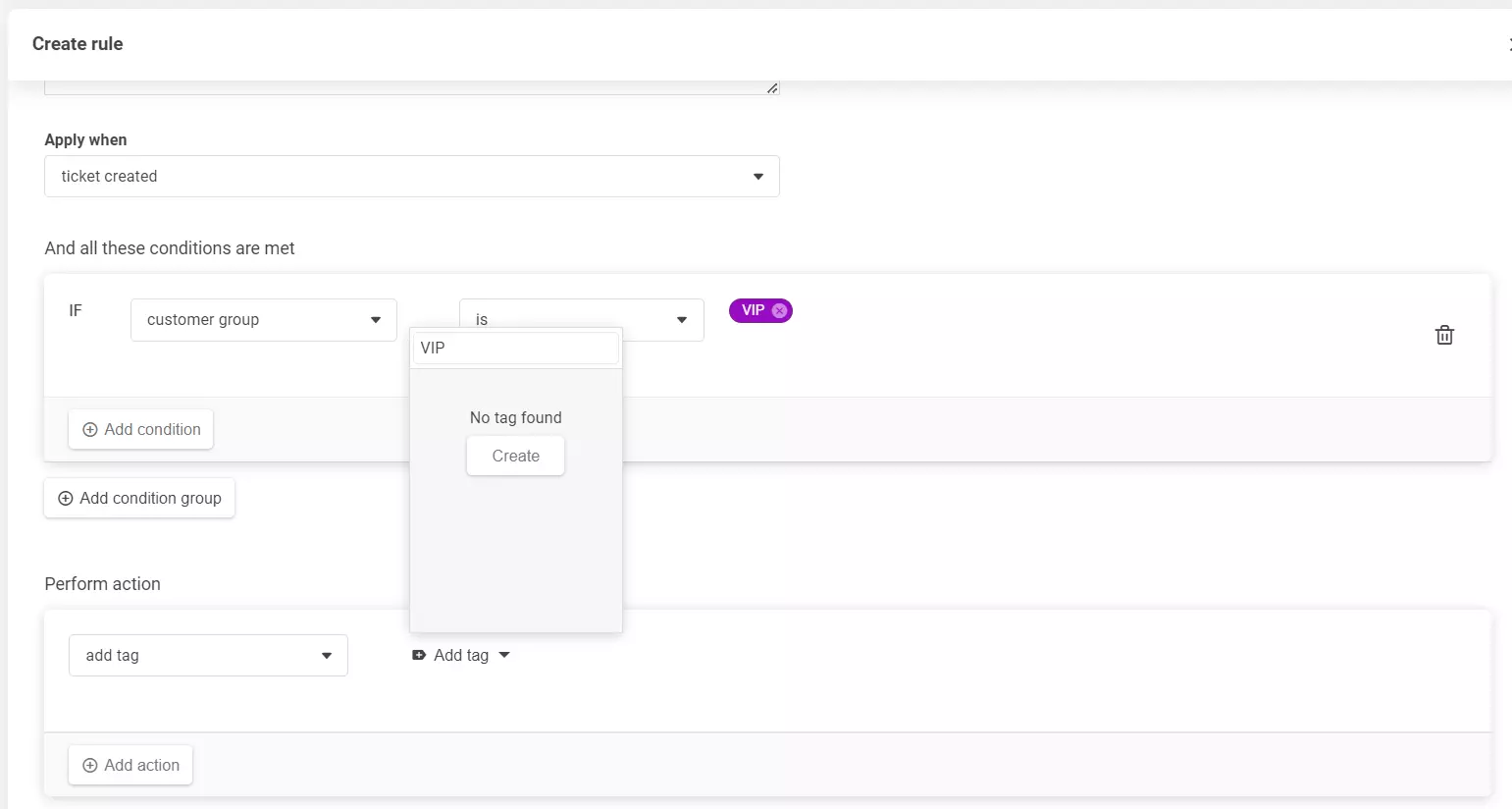 Kuvakaappaus luontisääntö-osiosta, joka näyttää kuinka lisätä uusi tunniste.