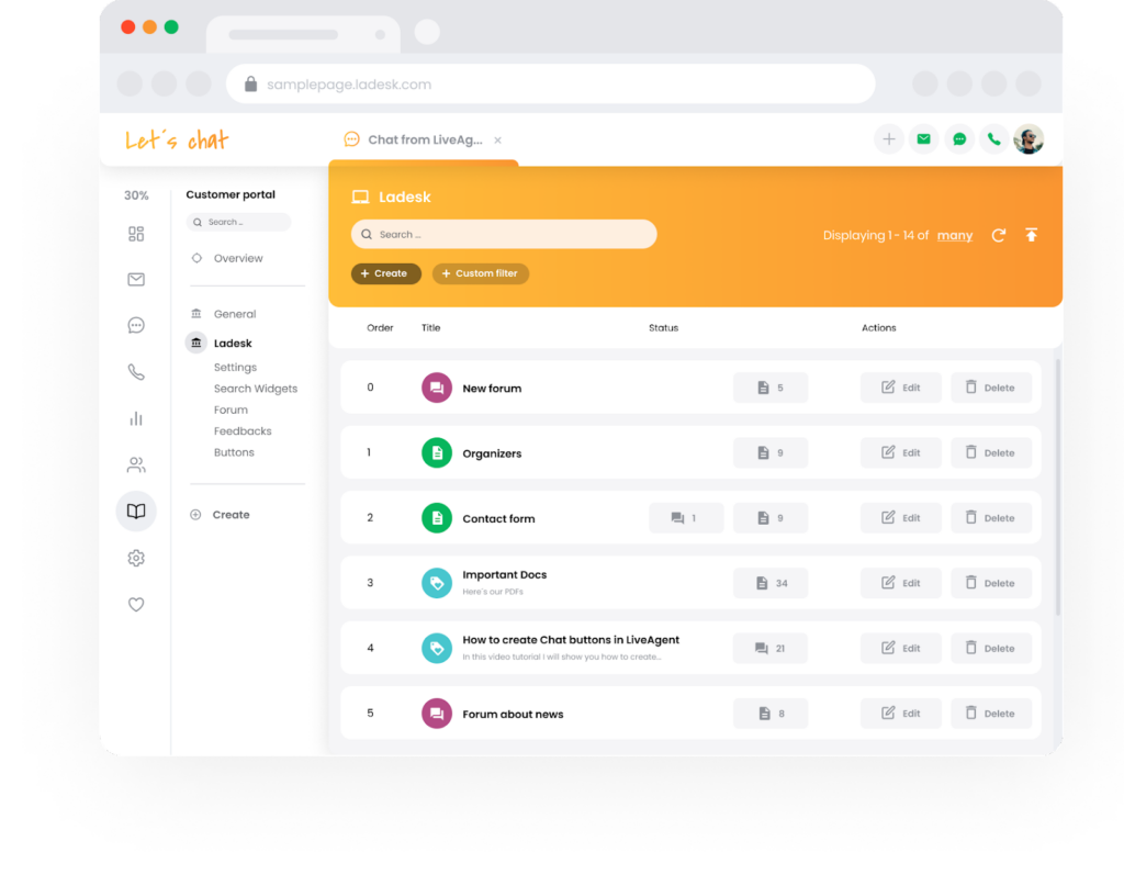 LiveAgent knowledge base support portal