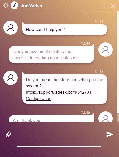 LiveAgent jatkuva chat asiakkaan kanssa