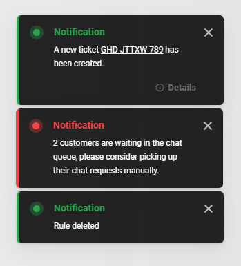 Screenshot showing LiveAgent's popup notifications
