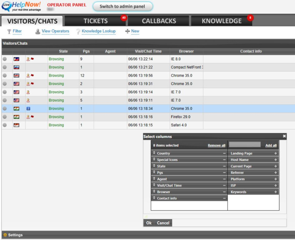 LiveHelpNow chat -kojelauta