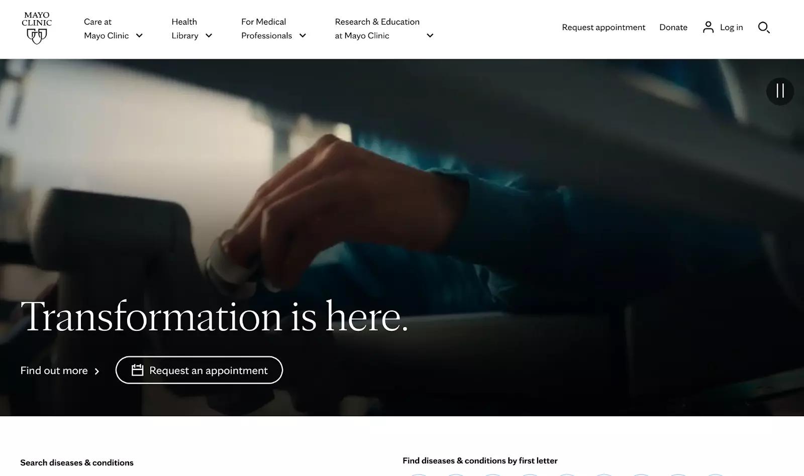 Mayo Clinicin kotisivu