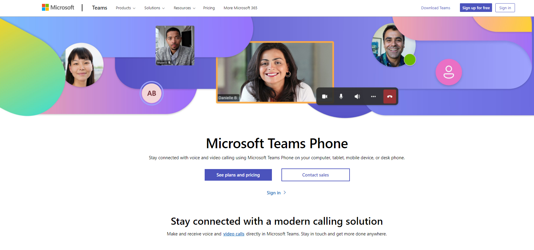 Microsoft 365 Business Voice website