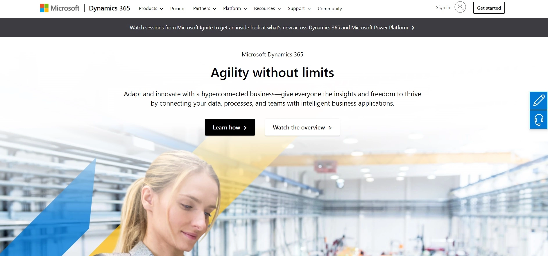 Microsoft Dynamics 365 -kotisivu