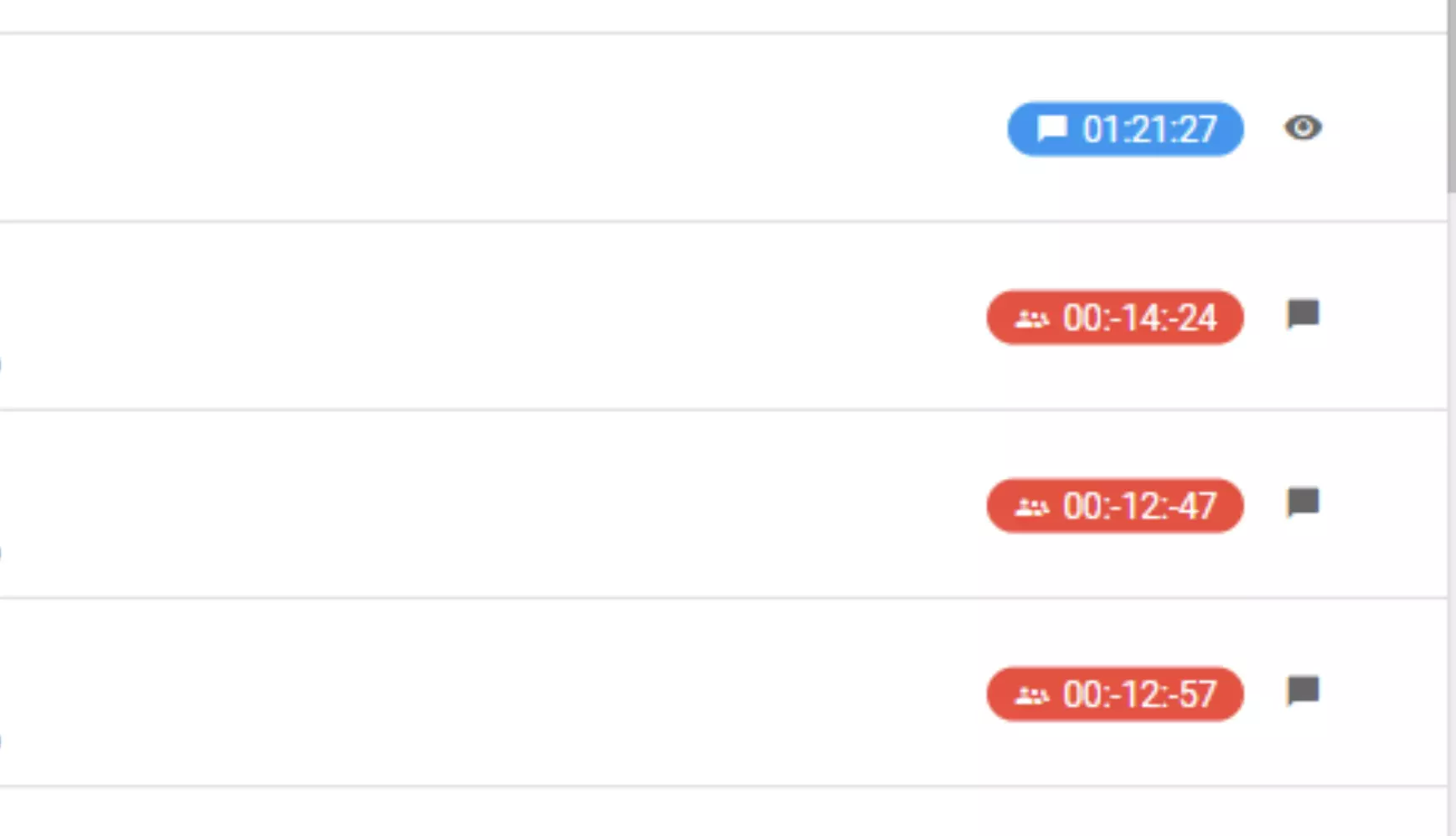 Kuva, joka näyttää virheen negatiivisilla aikaarvoilla chat-istuntojen aikana LiveAgent-ohjelmiston aiemmissa versioissa