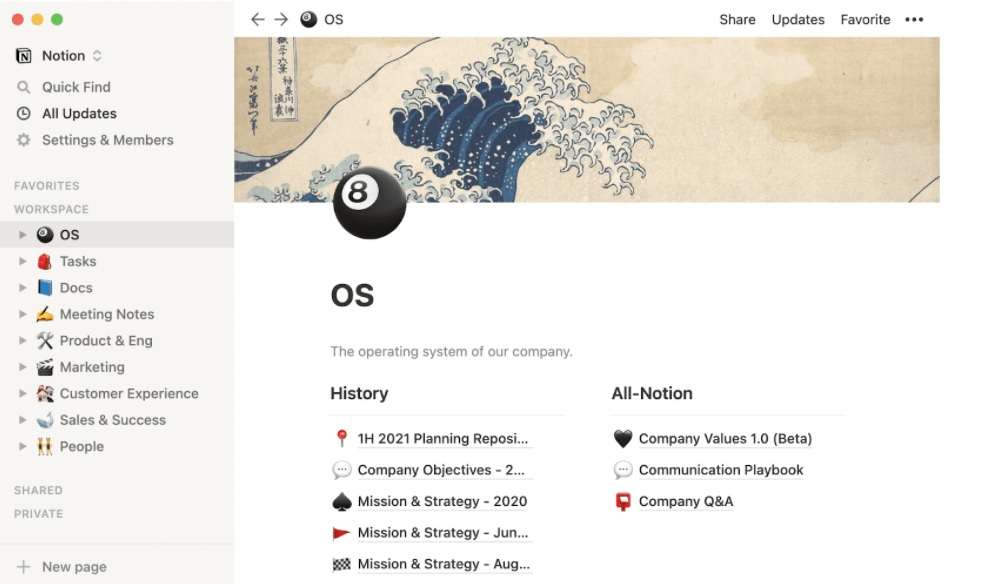 Notion-dokumentaation esimerkki