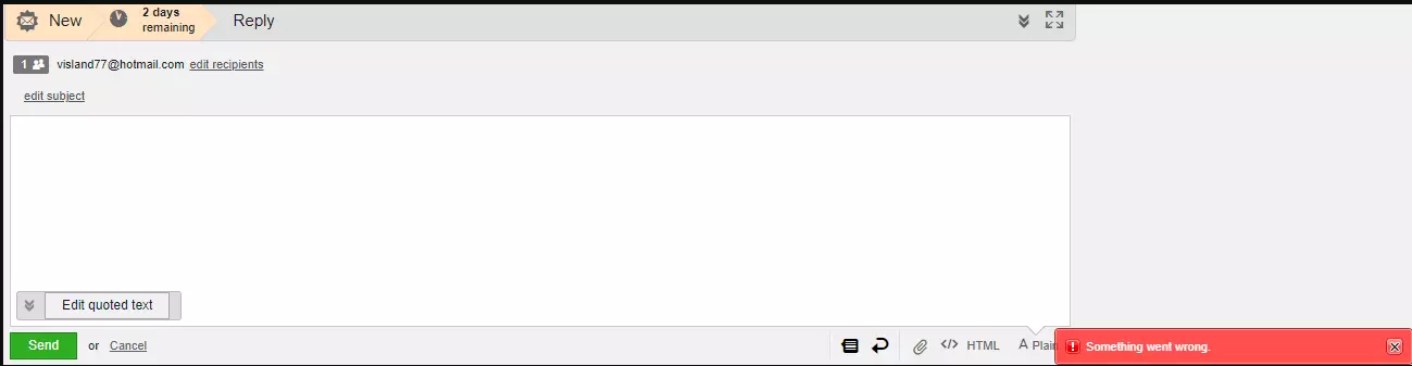 Virheellisen sähköpostipohjan tallentaminen