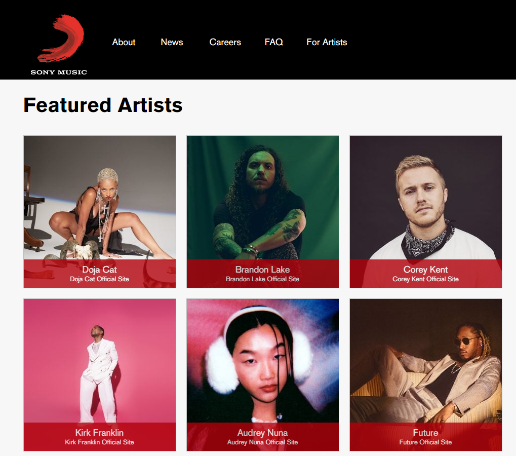 Sony Music esitellyt artistit
