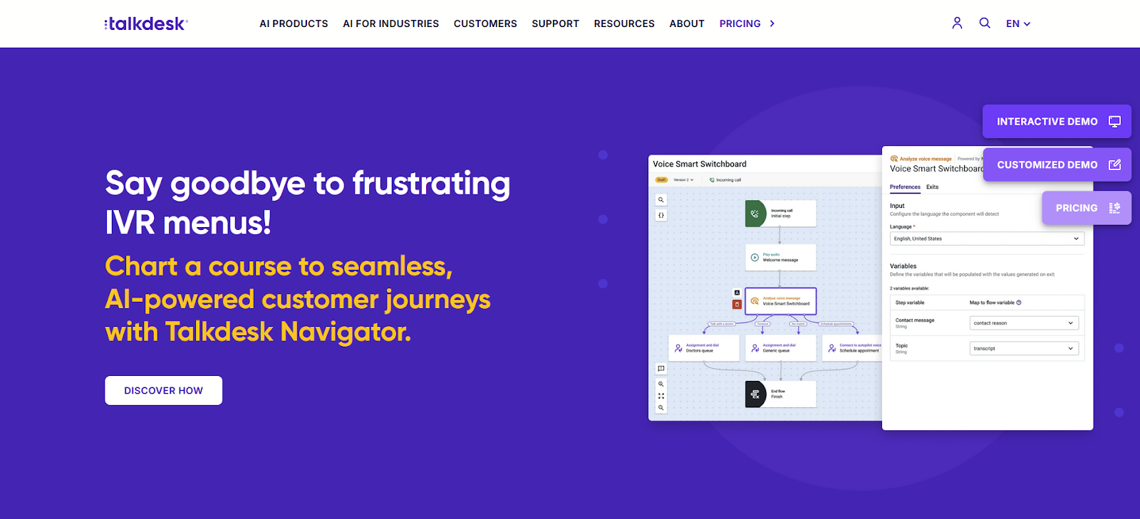 Talkdesk puhelinkeskus ohjelmisto kotisivu