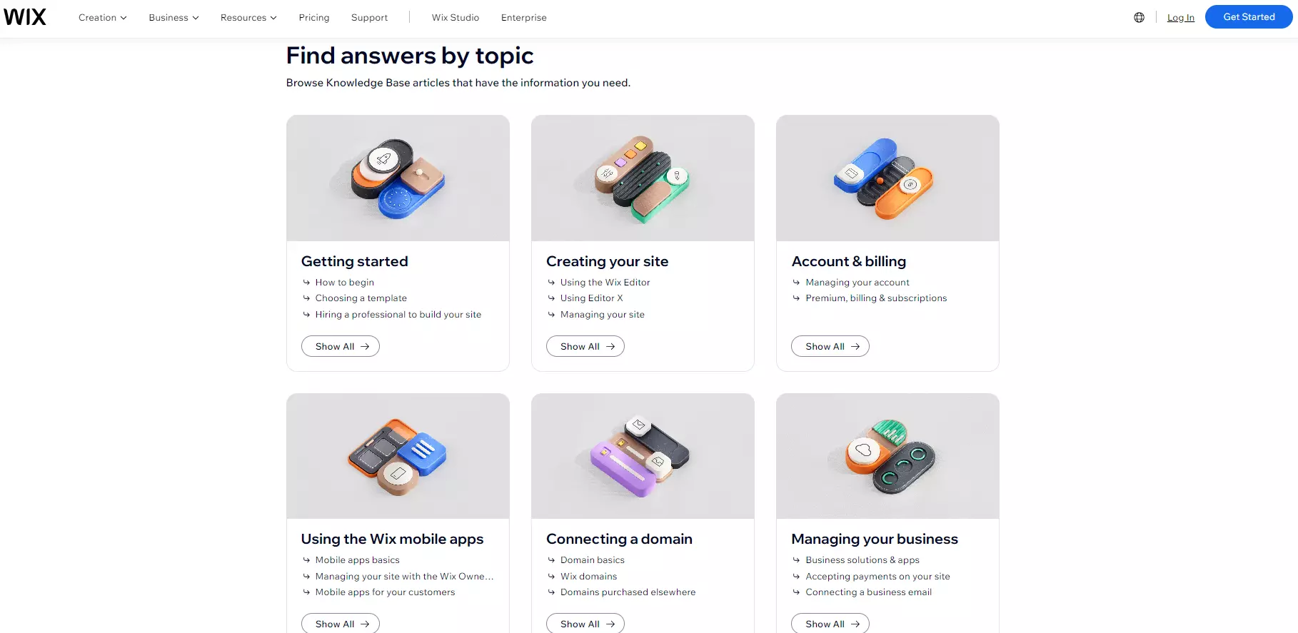 Wixin tietokannan kategoriointi