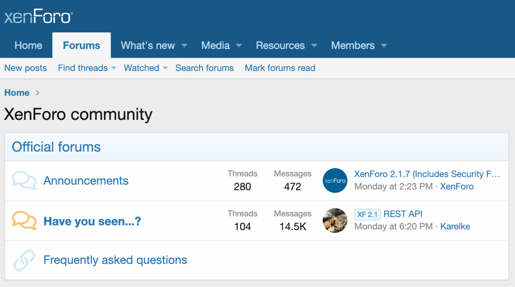 XenForo-yhteisön alustan ohjelmisto
