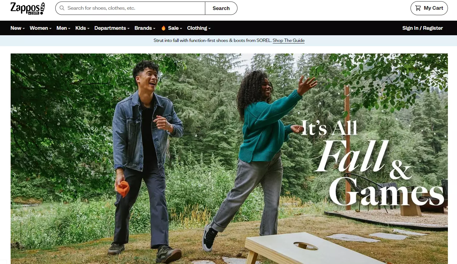 Zappos-kotisivu