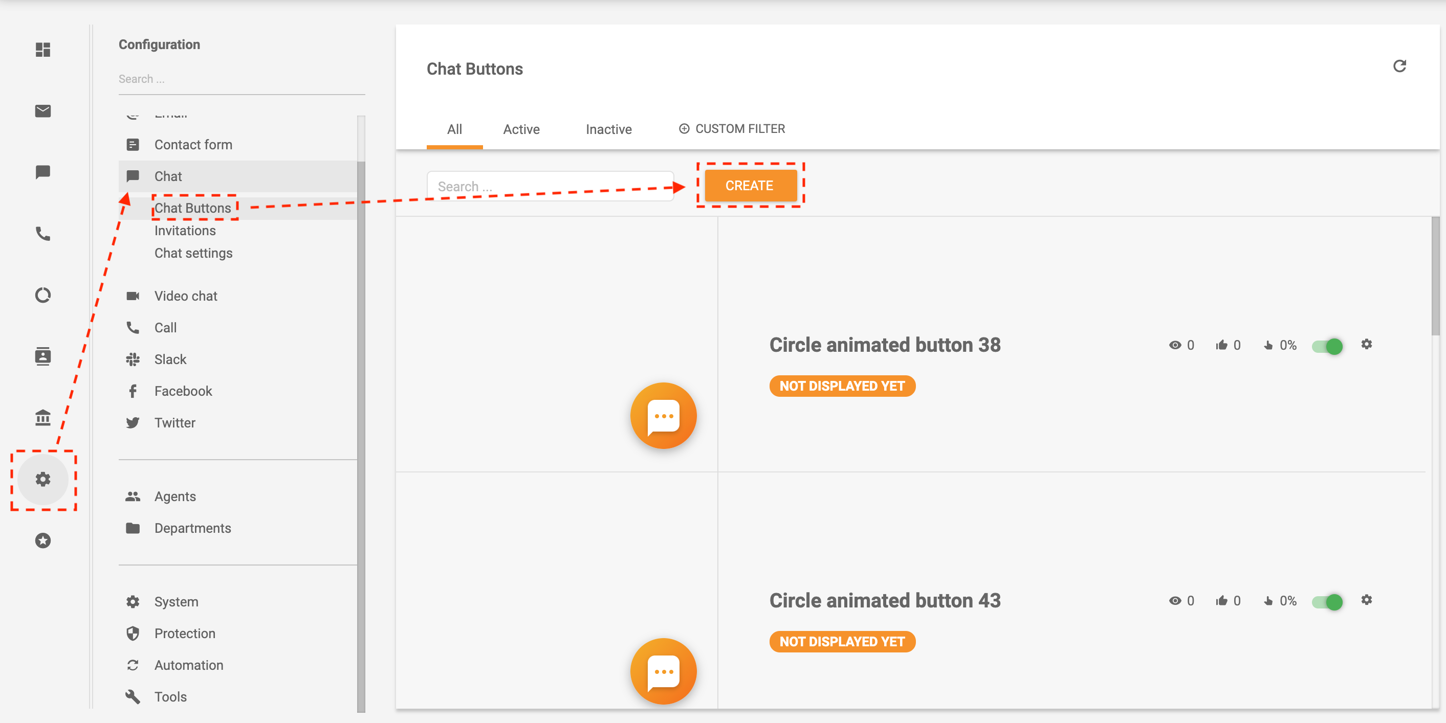 Esimerkki chat-painikkeen luomisesta